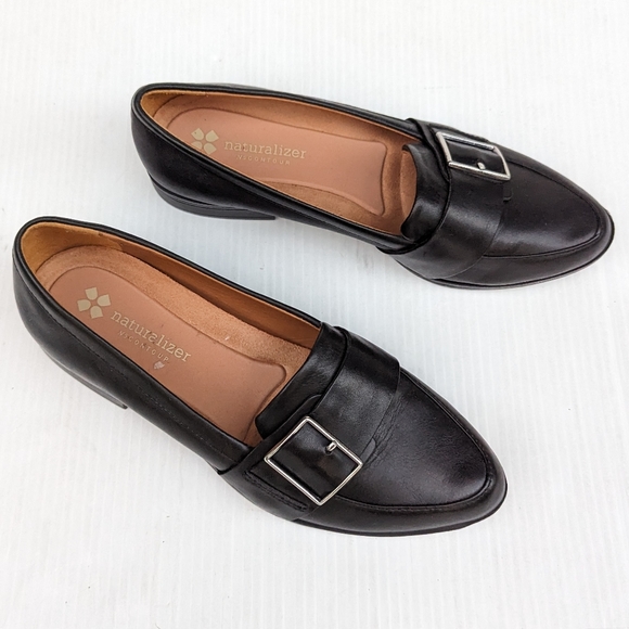 NATURALIZER Melanie black leather big buckle loafers - Picture 10 of 14